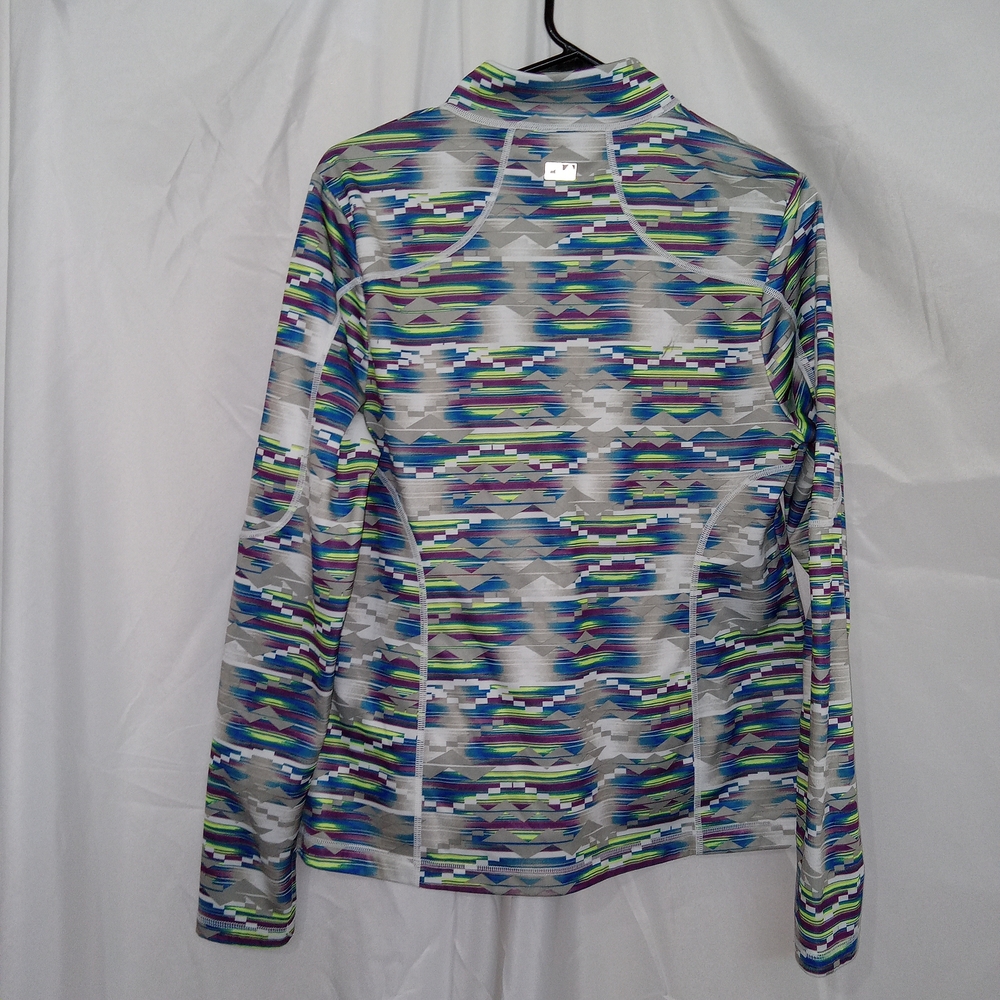 FILA Quarter Zip Pullover Geometric Neon Colors Fleece Lined Womens Size Large - Picture 7 of 15